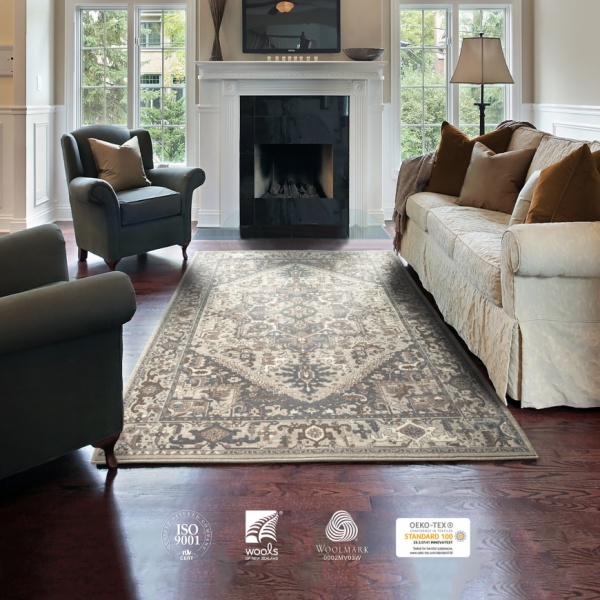 Living Room Antique Wool Rug Blue and Brown I Antique Runner Rug Blue